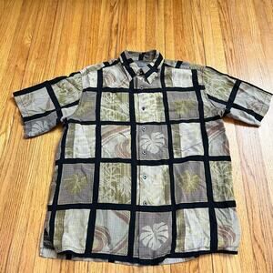 Tori Richard Button Down Up Shirt Mens Medium Silk Floral Abstract Hawaiian